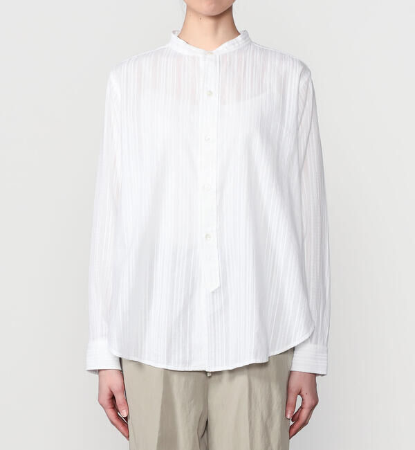  「INDIA INDUSTRY | コットンドビー バンドカラーシャツ WOMEN」|シャツ・ブラウス|