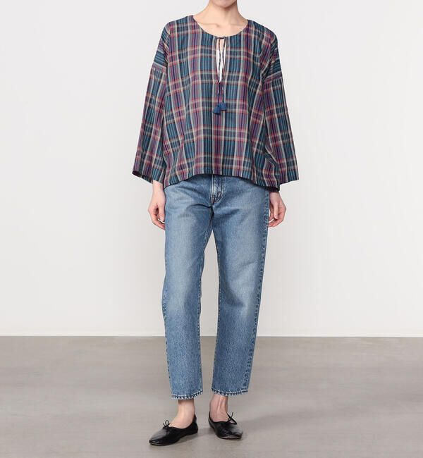  「INDIA INDUSTRY | マドラスチェック カフタンシャツ WOMEN」|シャツ・ブラウス|