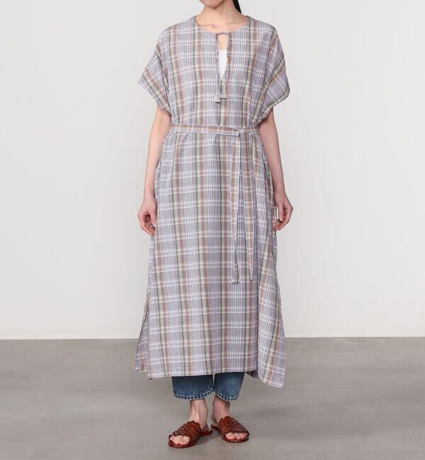  「INDIA INDUSTRY | マドラスチェック カフタンワンピース WOMEN」|シャツ・ブラウス|