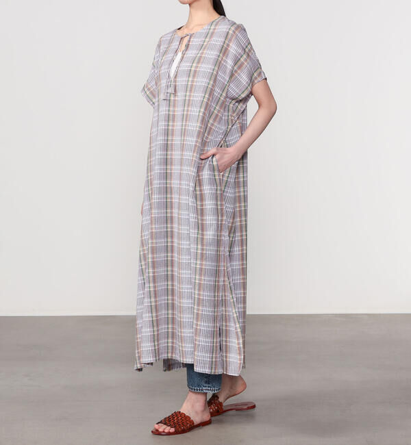  「INDIA INDUSTRY | マドラスチェック カフタンワンピース WOMEN」|シャツ・ブラウス|