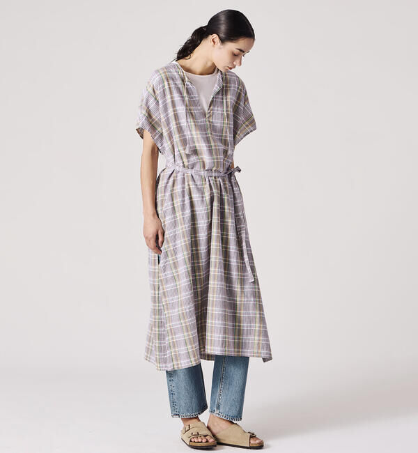  「INDIA INDUSTRY | マドラスチェック カフタンワンピース WOMEN」|シャツ・ブラウス|