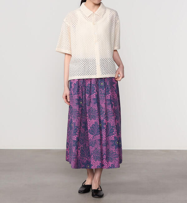  「INDIA INDUSTRY | フラワーレース 半袖シャツ WOMEN」|シャツ・ブラウス|