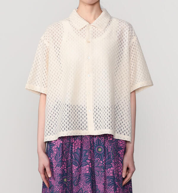  「INDIA INDUSTRY | フラワーレース 半袖シャツ WOMEN」|シャツ・ブラウス|