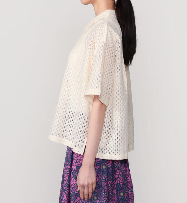  「INDIA INDUSTRY | フラワーレース 半袖シャツ WOMEN」|シャツ・ブラウス|