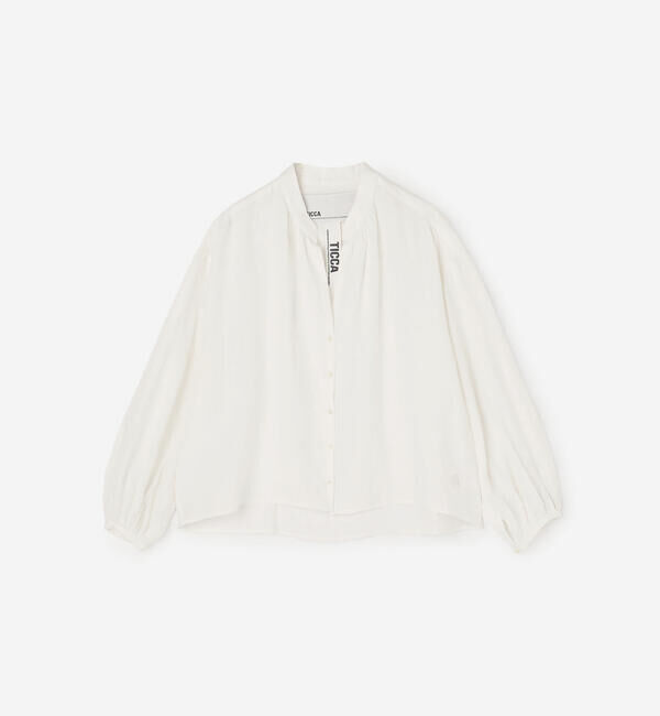  「TICCA | リネン ギャザーブラウスジャケット WOMEN」|シャツ・ブラウス|WHITE