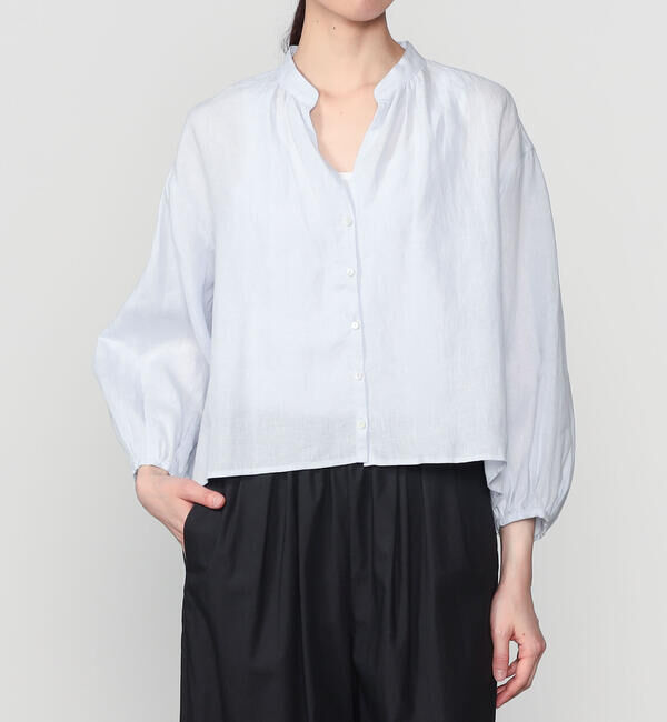  「TICCA | リネン ギャザーブラウスジャケット WOMEN」|シャツ・ブラウス|SAX