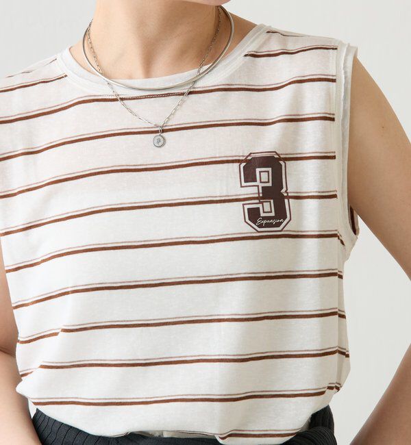  「シアーボーダーナンバーロゴノースリーブ」|Tシャツ・カットソー|