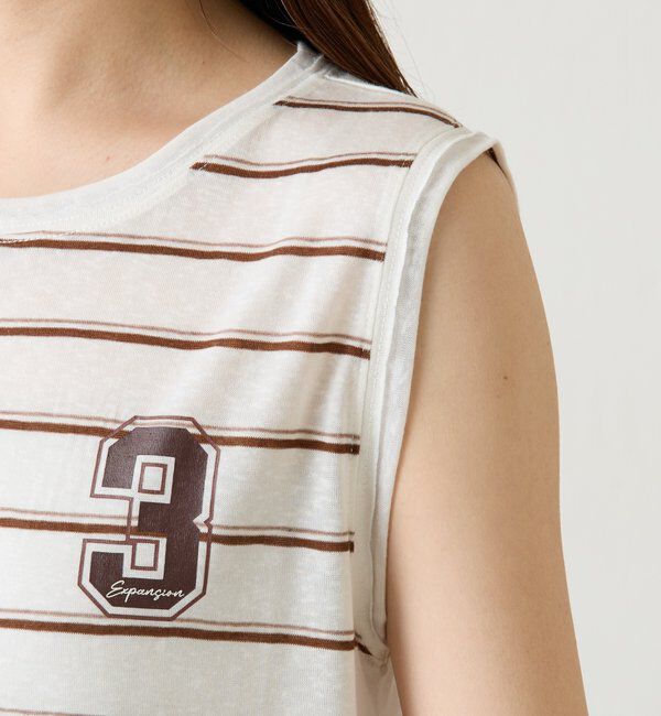  「シアーボーダーナンバーロゴノースリーブ」|Tシャツ・カットソー|