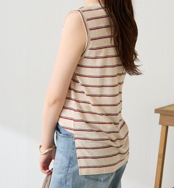  「シアーボーダーナンバーロゴノースリーブ」|Tシャツ・カットソー|