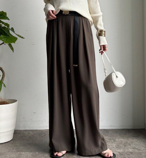  「【累計販売数3万枚突破/21色4サイズ展開！】タックワイドパンツ」|チノ|