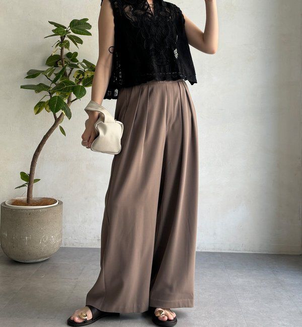  「【累計販売数3万枚突破/21色4サイズ展開！】タックワイドパンツ」|チノ|