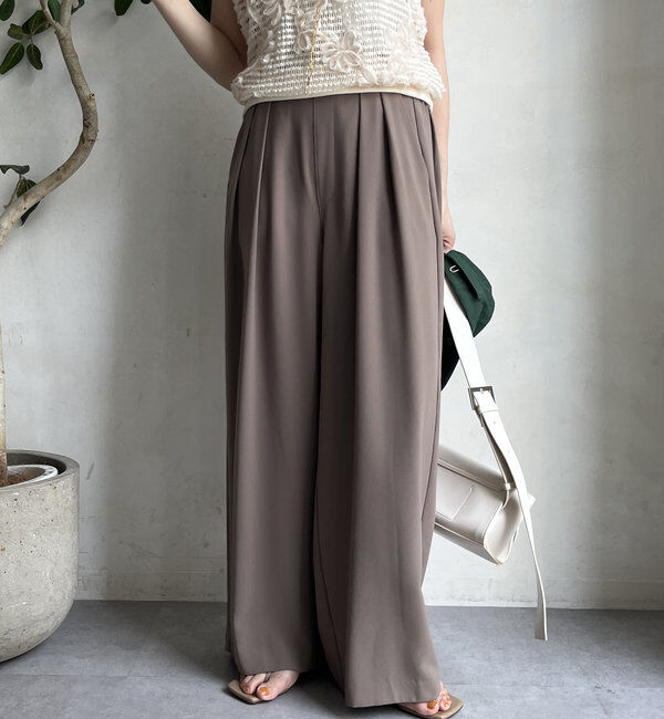  「【累計販売数3万枚突破/21色4サイズ展開！】タックワイドパンツ」|チノ|