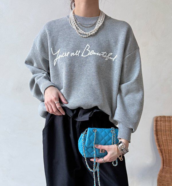  「【WEB限定】スウエットライクロゴニット」|ニット・セーター|グレー