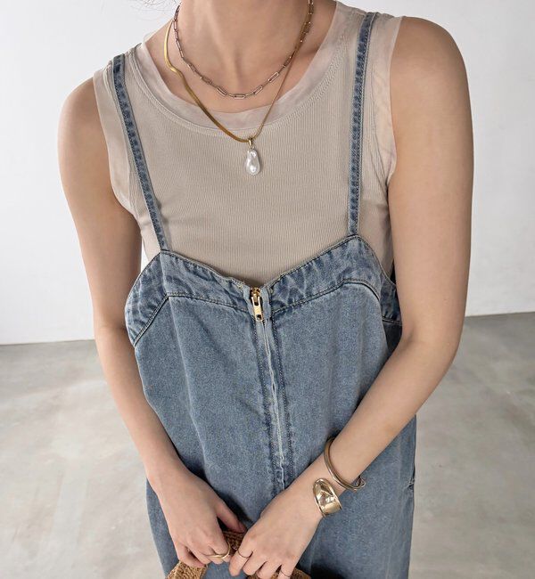  「チュールカップ付タンク」|Tシャツ・カットソー|ベージュ