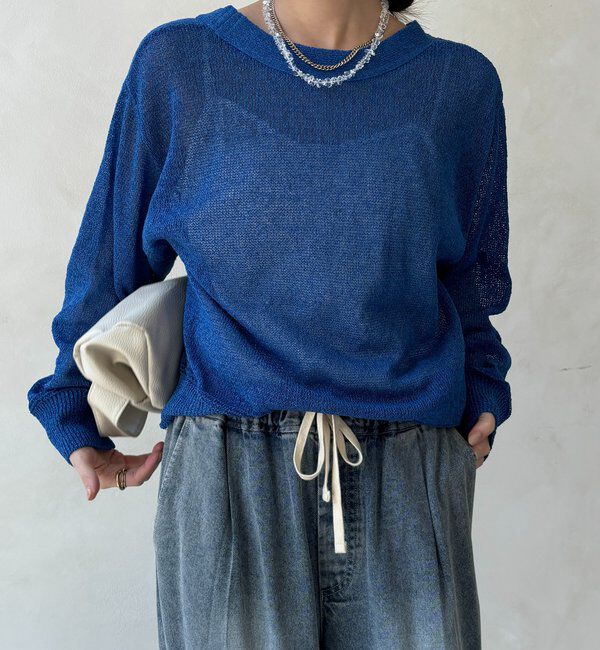  「ペーパーヤーン前後2WAYカーディガン」|カーディガン|ブルー