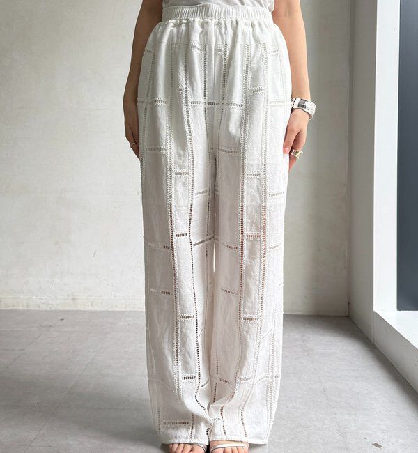  「ハシゴ刺繍イージーパンツ」|チノ|