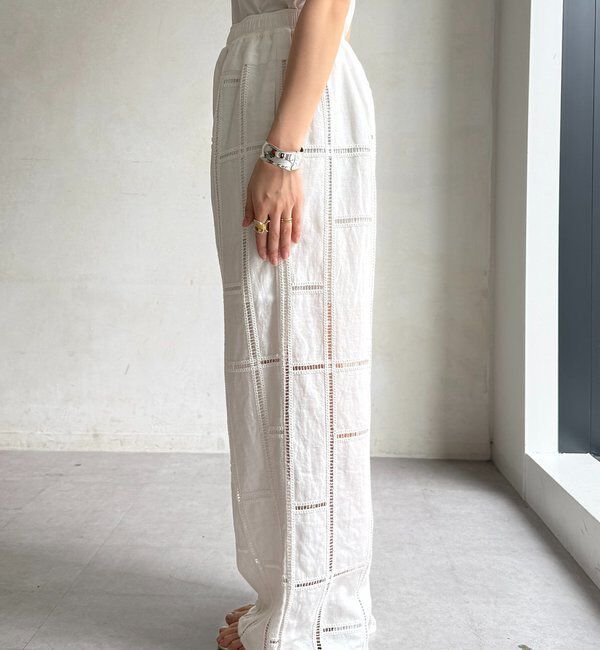  「ハシゴ刺繍イージーパンツ」|チノ|
