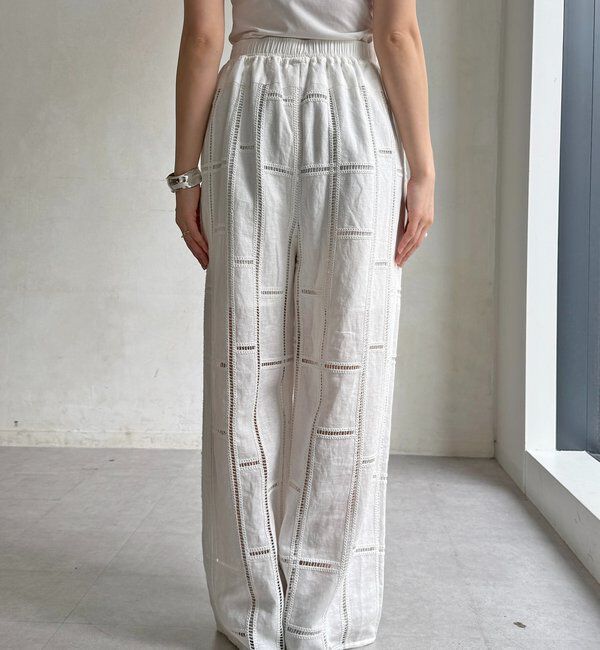  「ハシゴ刺繍イージーパンツ」|チノ|