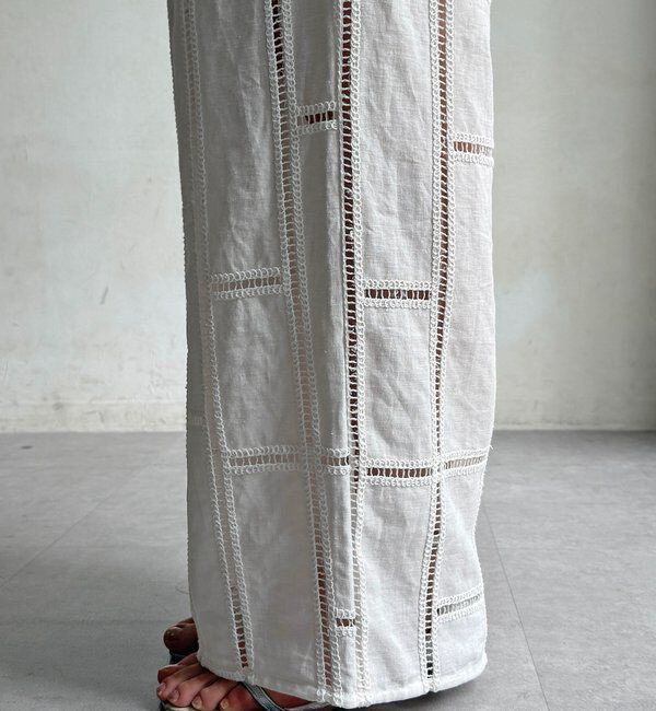  「ハシゴ刺繍イージーパンツ」|チノ|