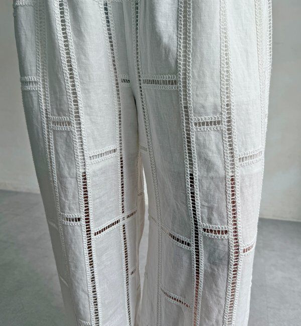  「ハシゴ刺繍イージーパンツ」|チノ|