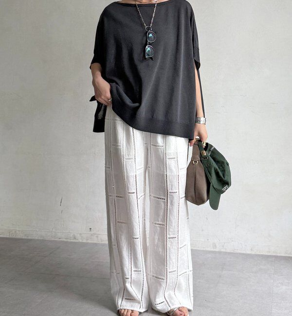  「ハシゴ刺繍イージーパンツ」|チノ|