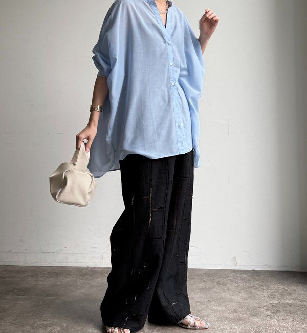  「ハシゴ刺繍イージーパンツ」|チノ|