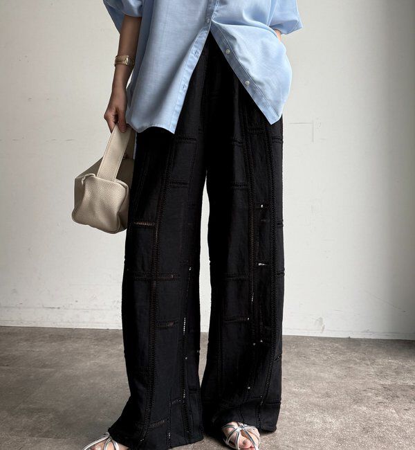  「ハシゴ刺繍イージーパンツ」|チノ|