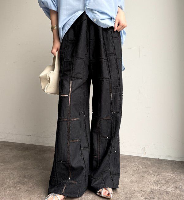  「ハシゴ刺繍イージーパンツ」|チノ|