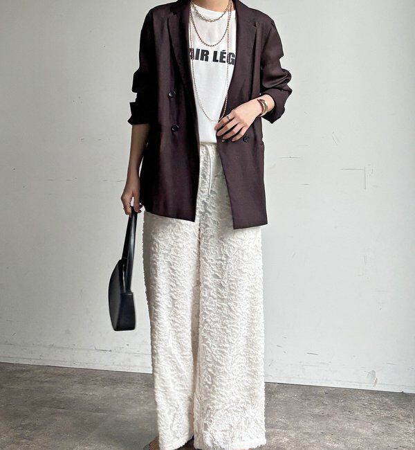  「【WEB限定】オーガンジーカットジャガードイージーパンツ」|チノ|