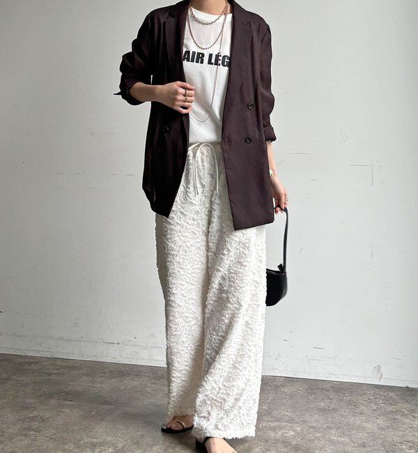  「【WEB限定】オーガンジーカットジャガードイージーパンツ」|チノ|