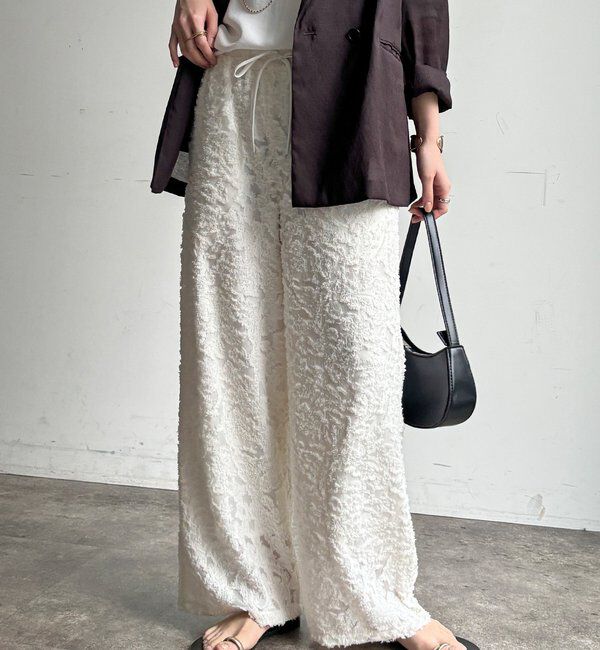  「【WEB限定】オーガンジーカットジャガードイージーパンツ」|チノ|