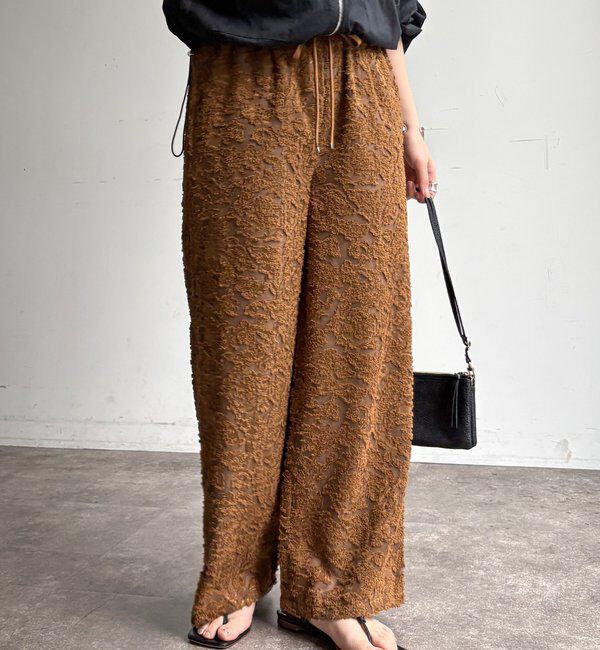  「【WEB限定】オーガンジーカットジャガードイージーパンツ」|チノ|