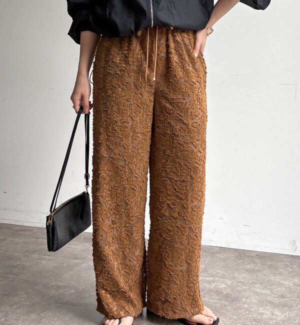  「【WEB限定】オーガンジーカットジャガードイージーパンツ」|チノ|