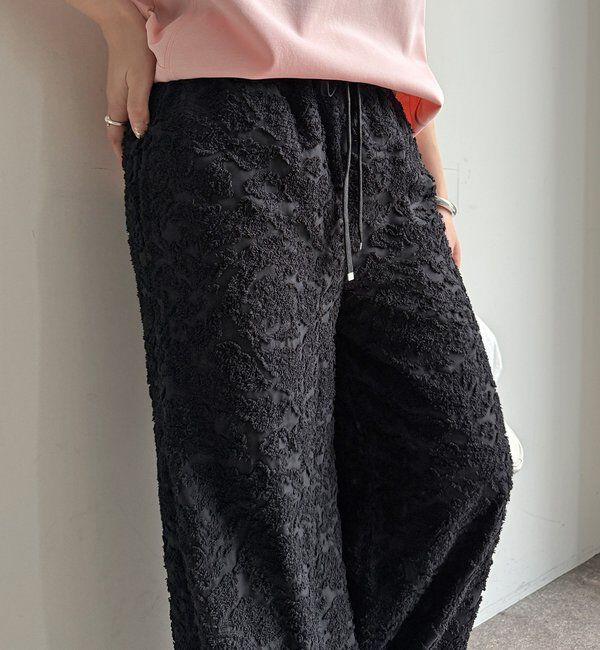  「【WEB限定】オーガンジーカットジャガードイージーパンツ」|チノ|ブラック