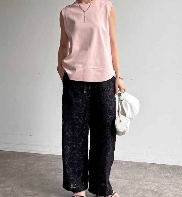  「【WEB限定】オーガンジーカットジャガードイージーパンツ」|チノ|