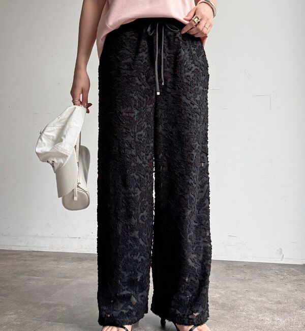  「【WEB限定】オーガンジーカットジャガードイージーパンツ」|チノ|