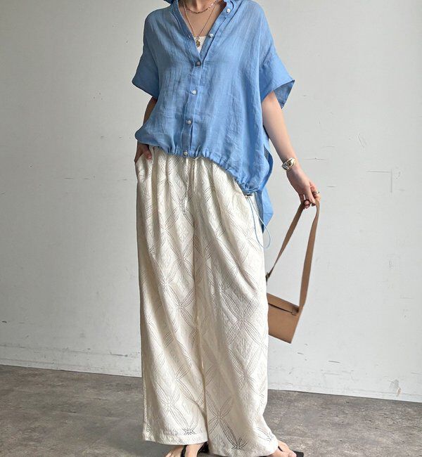  「【WEB限定】パッチワーク風レースイージーパンツ」|チノ|