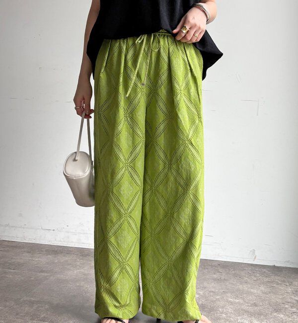  「【WEB限定】パッチワーク風レースイージーパンツ」|チノ|