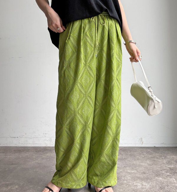  「【WEB限定】パッチワーク風レースイージーパンツ」|チノ|