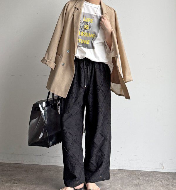  「【WEB限定】パッチワーク風レースイージーパンツ」|チノ|