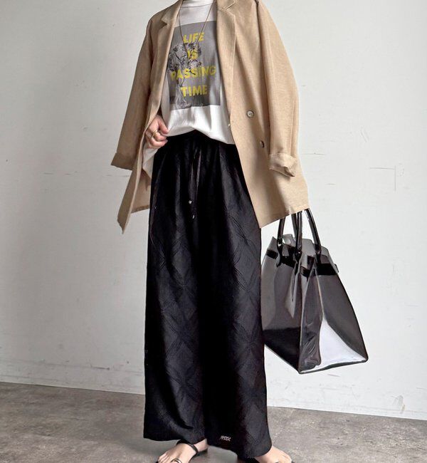  「【WEB限定】パッチワーク風レースイージーパンツ」|チノ|