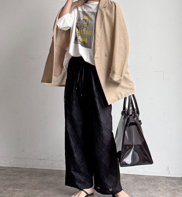  「【WEB限定】パッチワーク風レースイージーパンツ」|チノ|