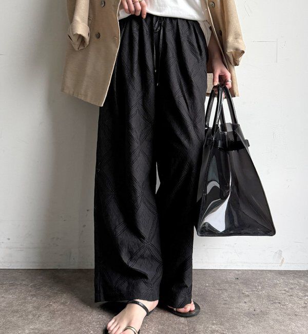  「【WEB限定】パッチワーク風レースイージーパンツ」|チノ|