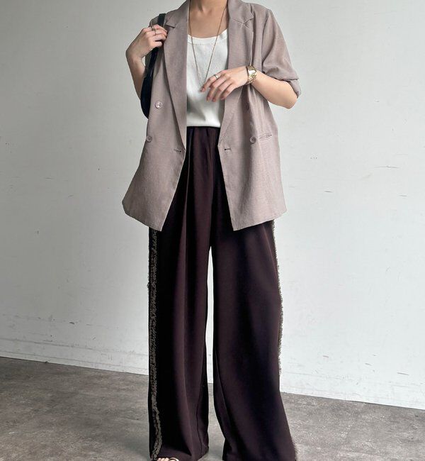  「【WEB限定】カットジョーゼットサイドチュールフリルパンツ」|チノ|