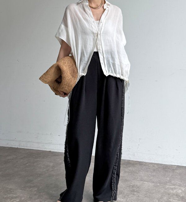  「【WEB限定】カットジョーゼットサイドチュールフリルパンツ」|チノ|