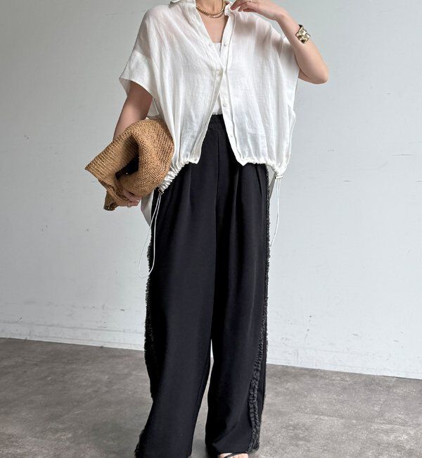  「【WEB限定】カットジョーゼットサイドチュールフリルパンツ」|チノ|