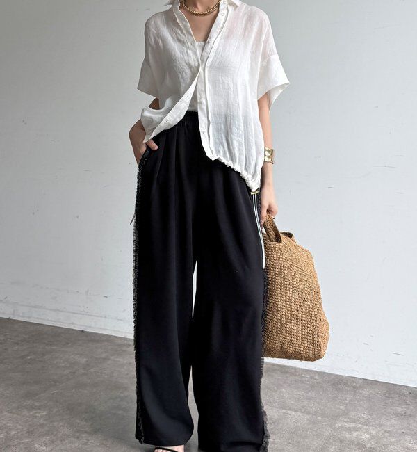  「【WEB限定】カットジョーゼットサイドチュールフリルパンツ」|チノ|