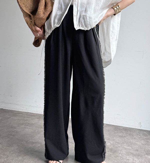  「【WEB限定】カットジョーゼットサイドチュールフリルパンツ」|チノ|