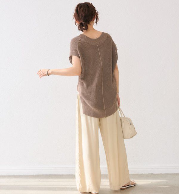  「【ウォッシャブル】ギマコットンニットベスト」|ニット・セーター|