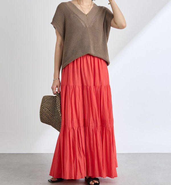  「【ウォッシャブル】ギマコットンニットベスト」|ニット・セーター|